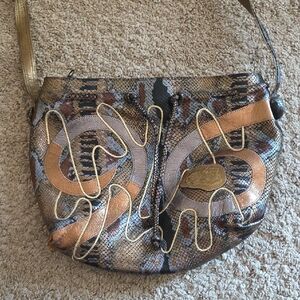 Carlos Falchi Artistic Snakeskin Crossbody Bag
